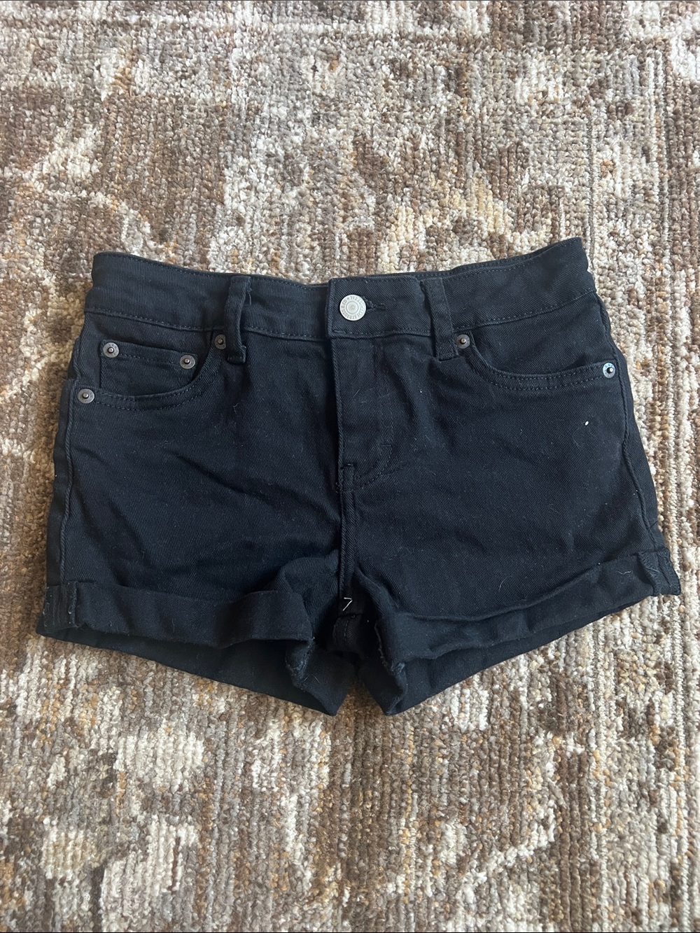 Levi's Black Girls Denim Roll-Cuff Shorts